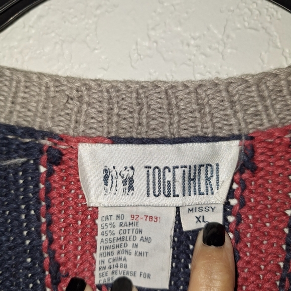 Vtg. Together 90's Cardigan Sweater Button Front/Pockets Women's Size XL - Picture 7 of 10